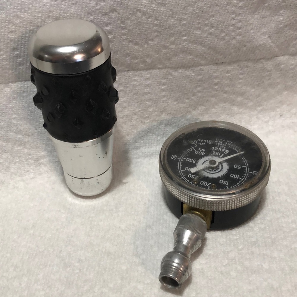 Novelty Gear Knob & Vintage Tire Gauge
